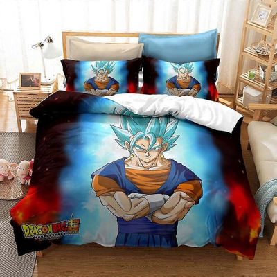 a386 Lakanat Dragon Ball Anime peitto pussilakanasetti Pehmeä Doona-päällinen 3-osainen vuodevaatteet (1 pussilakana + 2 tyynytyynyä) Tm386 135x200...