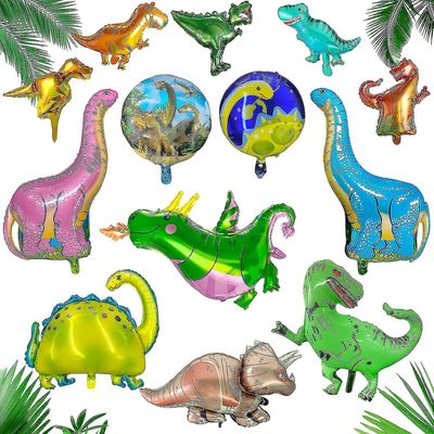 Liangnv 13 kpl dinosauruspallo dinosaurus folio ilmapallot dino teemajuhlat alumiini mylar helium viidakko ilmapallot ilmapallot vauvan suihkun syn...