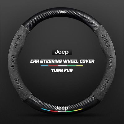 38cm karbonfiber bil rattdeksel for Jeep Wrangler Grand Cherokee Renegade Compass Gladiator Liberty Patriot Wagoneer O Black