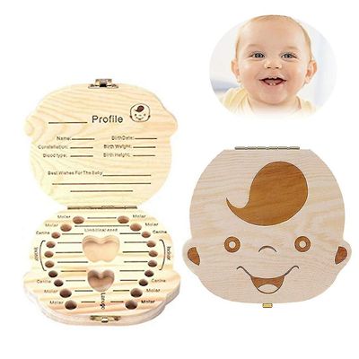 Baby tandkasse, træ børn tandkasse, baby spare kasser souvenir for børn, søde Personlighed Baby Tænder Box Dreng