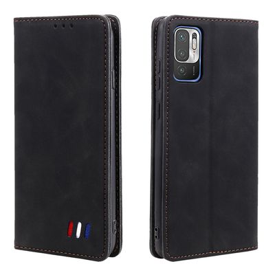 Etui til Xiaomi Redmi Note 10t Cover Magnetic Closure Wallet Book Flip Folio Stand View Læder cover Stødsikker - Sort