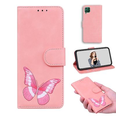 Etui til Huawei Nova 7i / 6 Se Butterfly Cover Premium Læder Magnetisk- Pink