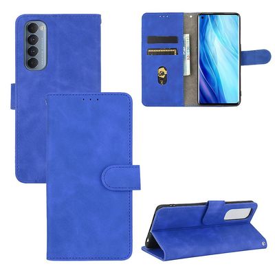 Etui til Oppo Reno 4 Pro 4g Cover Premium Læder Med Kortholder Flip Folio Magnetisk Etui Coque - Sort Blå