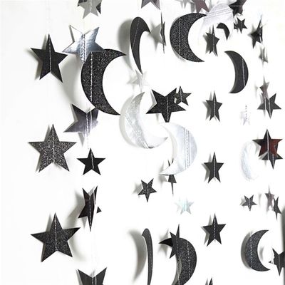Hyvää joulukodin koristelua Twinkle Star Paper Garland Uudenvuoden joulukuusen koriste Kuunmusta