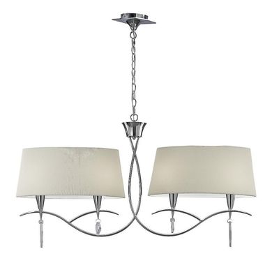 Inspired Lighting Mara Loft Vedhæng 2 Arm 4 Lys E14, poleret Krom med elfenben hvide nuancer