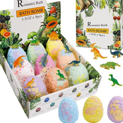 Kensty Badebomber for barn med overraskelsesleker inne (9 ct) Stort dinoegg for gutter Trygg håndlaget boble