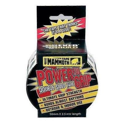 Everbuild Mammoth Tehokas Grip Kaksipuolinen Teippi 50mm x 2.5m Yksivärinen One Size