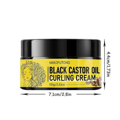 Black Castor Oil Curl Defining Cream, Anti-Frizz Curling Cream korostaa aaltoilevia hiuksia ja kiharat hiukset, Hydrating Hair Mask Curl Cream 100ml G