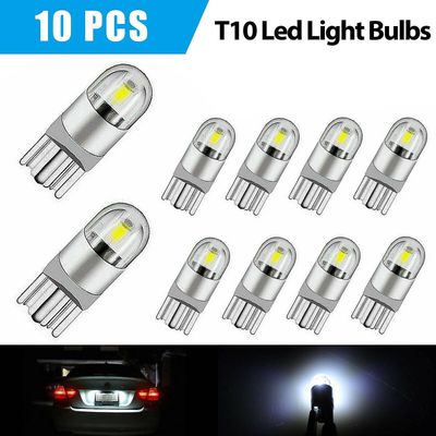 10 stk 6000k Canbus T10 168 194 W5w kuppel lisens sidemarkør LED lyspære hvit
