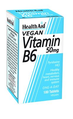 Health Aid Terveysapu B6-vitamiini (Pyridoksiini HCl) 50mg, 100 Tablettia