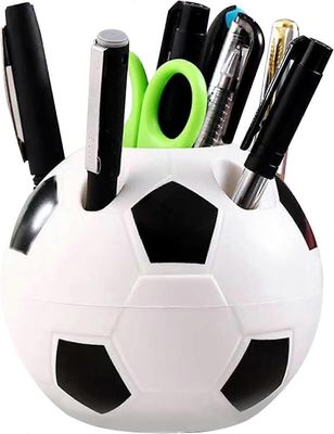 Kynäpidike, jalkapallon muotoinen kynäpidike, pöytäjärjestäjä 6 reikää, toimiston kynäpidike, kynän säilytys, koulutarvikkeiden järjestäjä