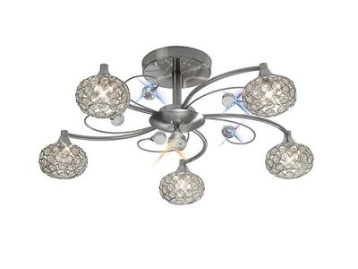 Inspired Lighting Cara Flush Loft 5 Light Satin Nikkel, Krystal