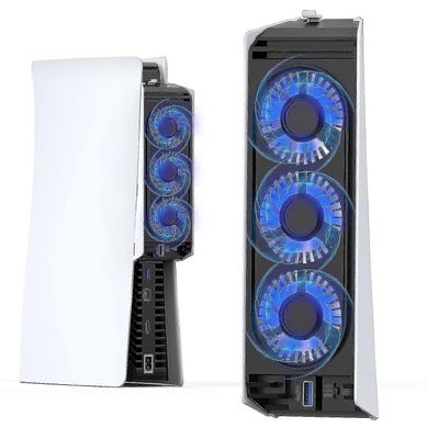 PS5-jäähdytystuuletin 3 nopealla tuulettimella Ps 5 Digital & Disc Editionille, hiljainen ulkoinen USB-jäähdytinpelikonsolin jäähdytystuuletin ylim...