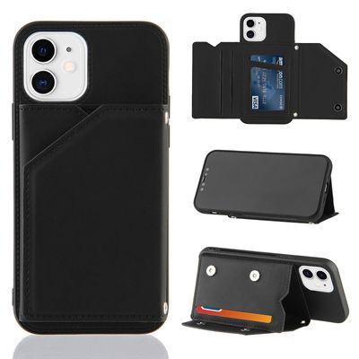Gangxun Sag til Iphone 12 Mini Vintage Cuir Cover Læderetui Kofanger - Noir