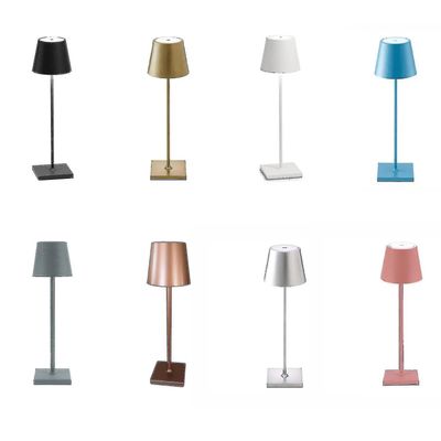 Dimbar trådløs bordlampe 3-veis aluminium trådløs lampe for lesing Brown