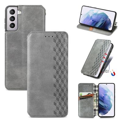 Gangxun Sag til Samsung Galaxy S21 Plus Flip Cover Tegnebog Flip Cover Tegnebog Magnetisk Beskyttende Handytasche sag Etui - Grå