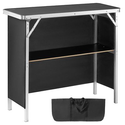 Kannettava taitettava baaripöytäkoroke jalkalistoilla ja säilytyshyllyllä juhlapiknik-näyttelyyn