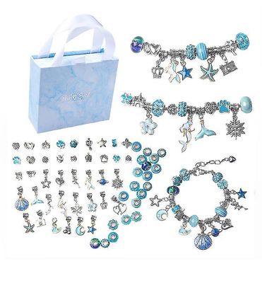 Charm Rannekoru Valmistus Kit Diy Käsityö korut Lahjasetti Lapsille Tyttöjen Teinit Sininen