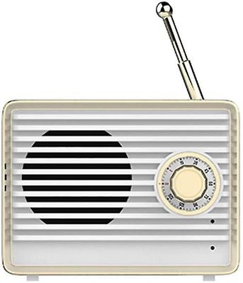 Linkrunning Trådløs retro højttaler, bærbar retro bluetooth USB-højttaler med indbygget mikrofon, desktop bogreol fest rejsehøjttaler (hvid)