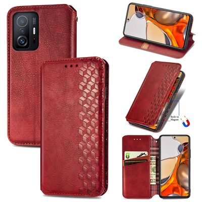 Kompatibel med Xiaomi Mi 11t / Mi 11t Pro Flip Case Etui Vintage Wallet Flip Cover med magnetisk lukning Coque - Blå rød