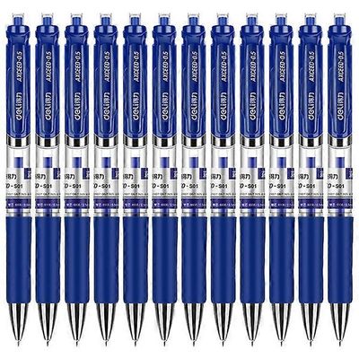 DELI 33388 12kpl 0,5mm paina sisäänvedettävä geelikynä toimisto koulutarvikkeet Sininen