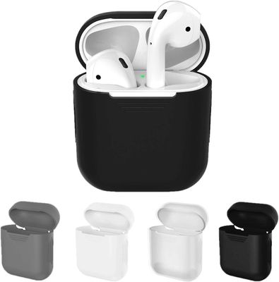 AIR Beskyttelsesetuier kompatible med Apple AirPods : 4-pak (sort, hvid, grå og gennemsigtig)