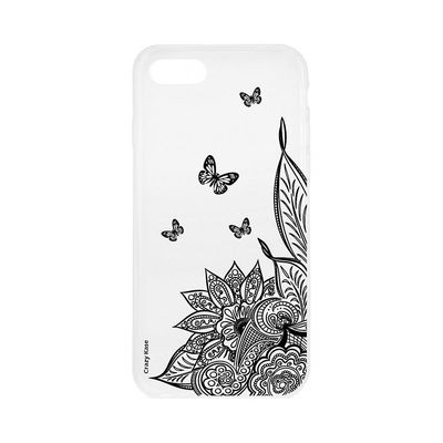 Crazy Kase Skrog til Iphone Se (2020) Blød Mandala blomst og sort sommerfugl