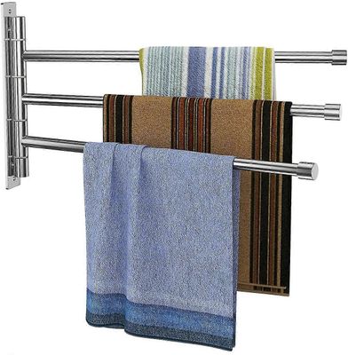 Pyyhepidike Kolmikätinen harjattu ruostumattomasta teräksestä valmistettu pyyhekisko 34cm 180 käännettävä seinäkiinnitys 5 kg kuorma kylpyhuoneesee...