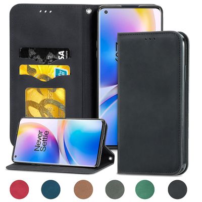 Gangxun Sag For Oneplus 8 Pro Magnetisk Lukning Læder Tegnebog Cover Housse Etui Shockproof - Sort