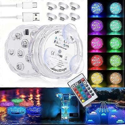 Vedenalainen valo, upotettavat LED-valot, kaukosäätimellä, kylpytynnyrivalot USB-ladattava 16 väriä muuttuva valo suihkuvalo koriste-osaan