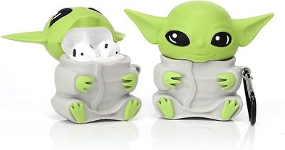 AIR Silikone-etui kompatibel egnet til Airpods 12Yoda Alien Design (grå)
