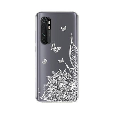 Crazy Kase Skrog til Xiaomi Mi Note 10 Blød Lite Mandala blomst og hvide sommerfugle