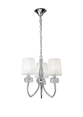 Inspired Lighting Loewe Loft Vedhæng 3 Lys E14, poleret Krom med hvide nuancer
