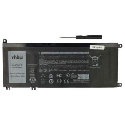 vhbw akku, yhteensopiva Dell Vostro 15-7580-D3765S kannettavan kanssa (2300 mAh, 15,2 V, litium-polymeeri) Musta