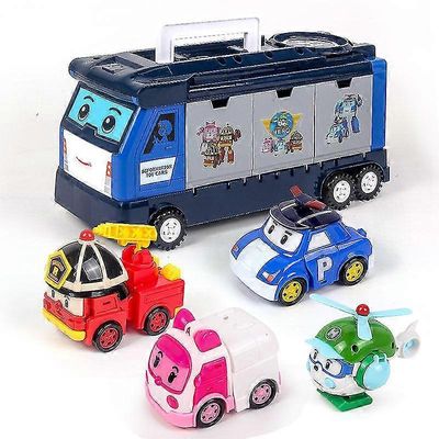 Poli Robocar robotti muuntava robotti paloauto Liikennepelastusryhmä Lasten leluautosetti Juhlava syntymäpäivälahja 5 Pcs
