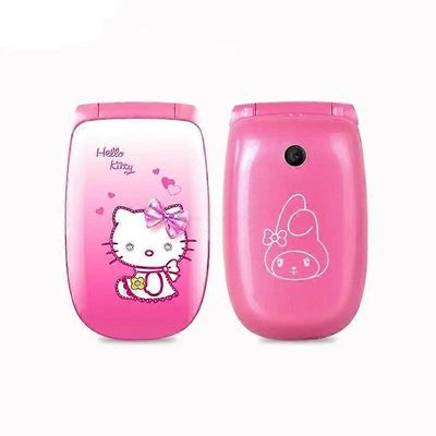 Redkid Sanrio Hello Kitty Flip Phone Female Erittäin pieni mobiiliversio persoonallisuudesta Mini Cute Kawaii Pocket Mobile Phone W88 Kid Toys Vaal...