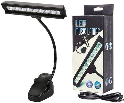 Xqday Led Læsning Lampe Lampe Lampe Lys, 9 LED USB Clip Lampe Rejse Musik Stand Lampe