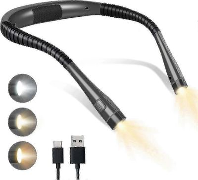 Ladattava niskalukulamppu, lamppu sängyssä lukemiseen, 3 väriä, taitettavat käsivarret, pitkä käyttöikä, täydellinen lukemiseen, neulomiseen, korja...