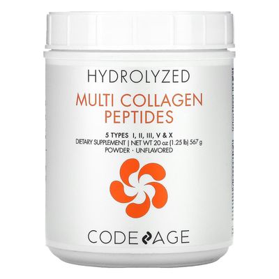 Codeage Kode, hydrolyseret, multikollagenpeptider, 5 typer I, II, III, V, X, pulver, ikke-aromatiseret, 20 oz (5