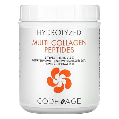 Codeage Koodi, hydrolysoidut, monikollageenipeptidit, 5 tyyppiä I, II, III, V, X, jauhe, maustamaton, 20 oz (5