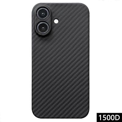IPhone 16 -kotelolle 1500D karkea rakenne aramidikuituinen puhelimen kansi tarkka leikkaus - musta