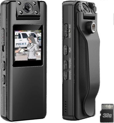 Boblov A22 32gb runkokamera, 1080p HD bodycam OLED-näytöllä toistoon, 180 pyörivä linssi, portti-yvan