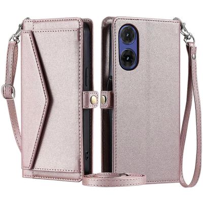 Motorola Moto G85 5G nahkakotelo lompakkoteline puhelimen kansi hihnoilla Monivärinen Style A