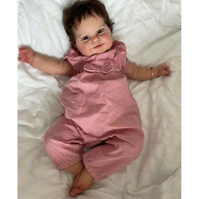 20/23 tuuman todentuntuiset uudestisyntyneet nukelle käsintehty nukelle Pehmeä vauvan lelu w/ Rootelle Ruskea silmä 60cm