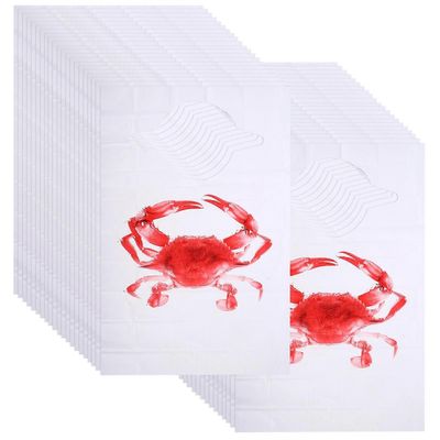 100 kpl kertakäyttöinen esiliina rapukuvioesiliinat muoviset hihaton kannettava hummeri merenelävät vedenpitävä ruokalappu ravintolan kuumaan katti...