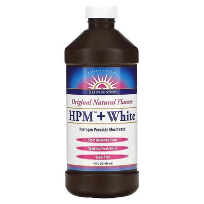 Heritage Store, HPM + hvit, hydrogenperoksid munnvann, Super Whitening Power, 16 fl oz (480 ml)