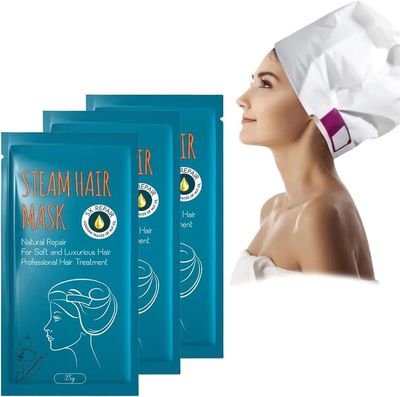 Hoh Naturlig reparation damphårmaske, naturlig damphårmaske, opvarmning damphårmaske, hårmaskehætte, professionel hårbehandling 3 stk.