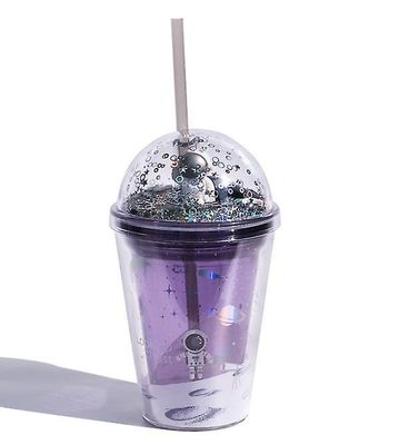 Handuo Dobbelt lag Straw Cup Creative Starry Sky Children's Water Cup lilla