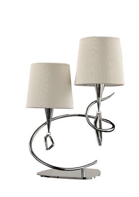 Inspired Lighting Mara bordlampe 2 lys E14, poleret krom med elfenben hvide nuancer