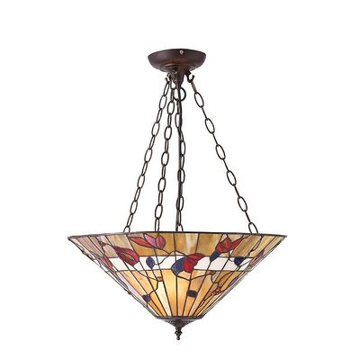 Interiors 1900 Lighting Astoria 2 Lys Medium bordlampe Sort, Tiffany Stil Glas, E27